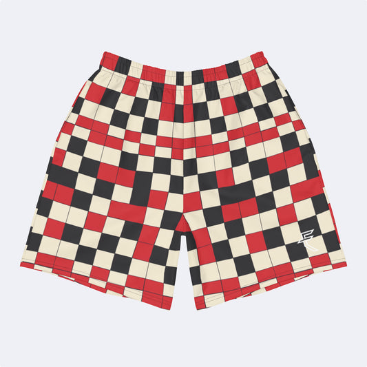 Red "Checked" Uni-Sex Long Shorts
