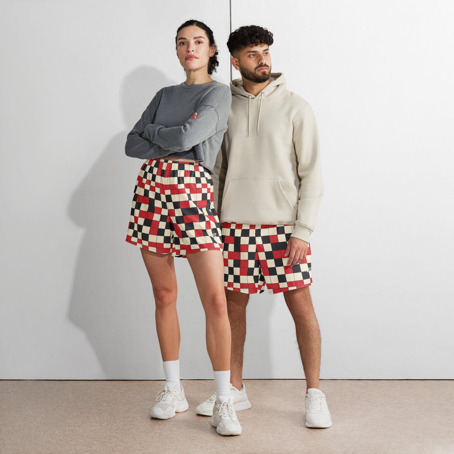 Red "Checked" Uni-Sex Long Shorts