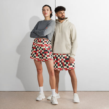 Red "Checked" Uni-Sex Long Shorts
