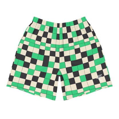 Green "Checked" Uni-Sex Long Shorts