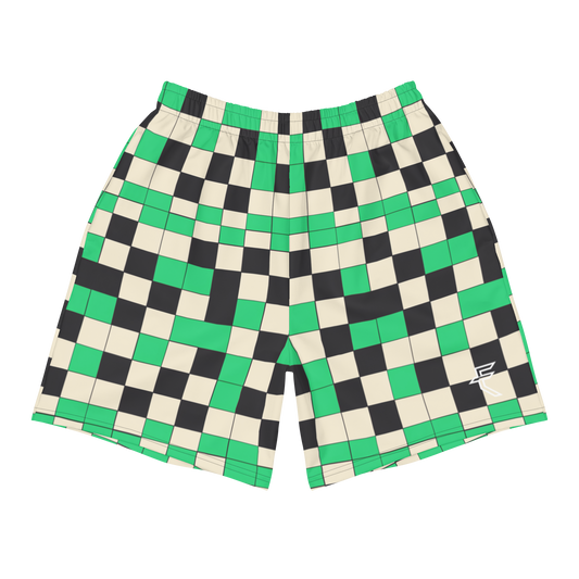 Green "Checked" Uni-Sex Long Shorts