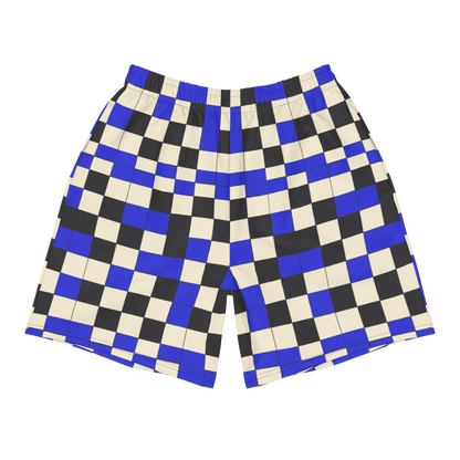 Blue "Checked" Uni-Sex Long Shorts
