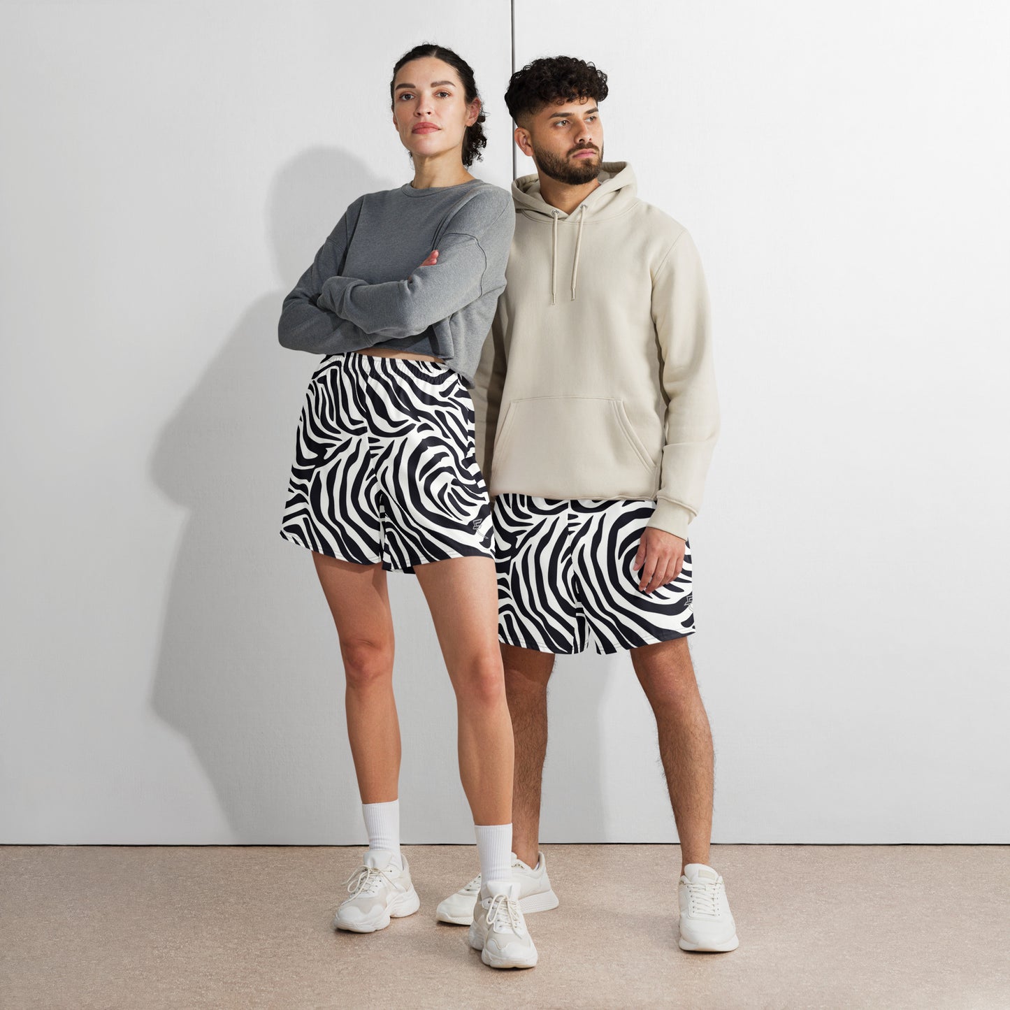 Zebra Print "Beast Inside" Unisex Long Shorts