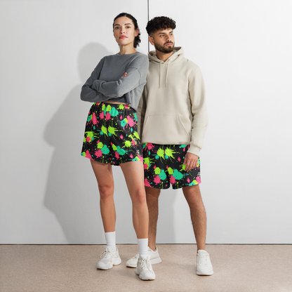 Splatter Burst (Neon) Unisex Long Shorts